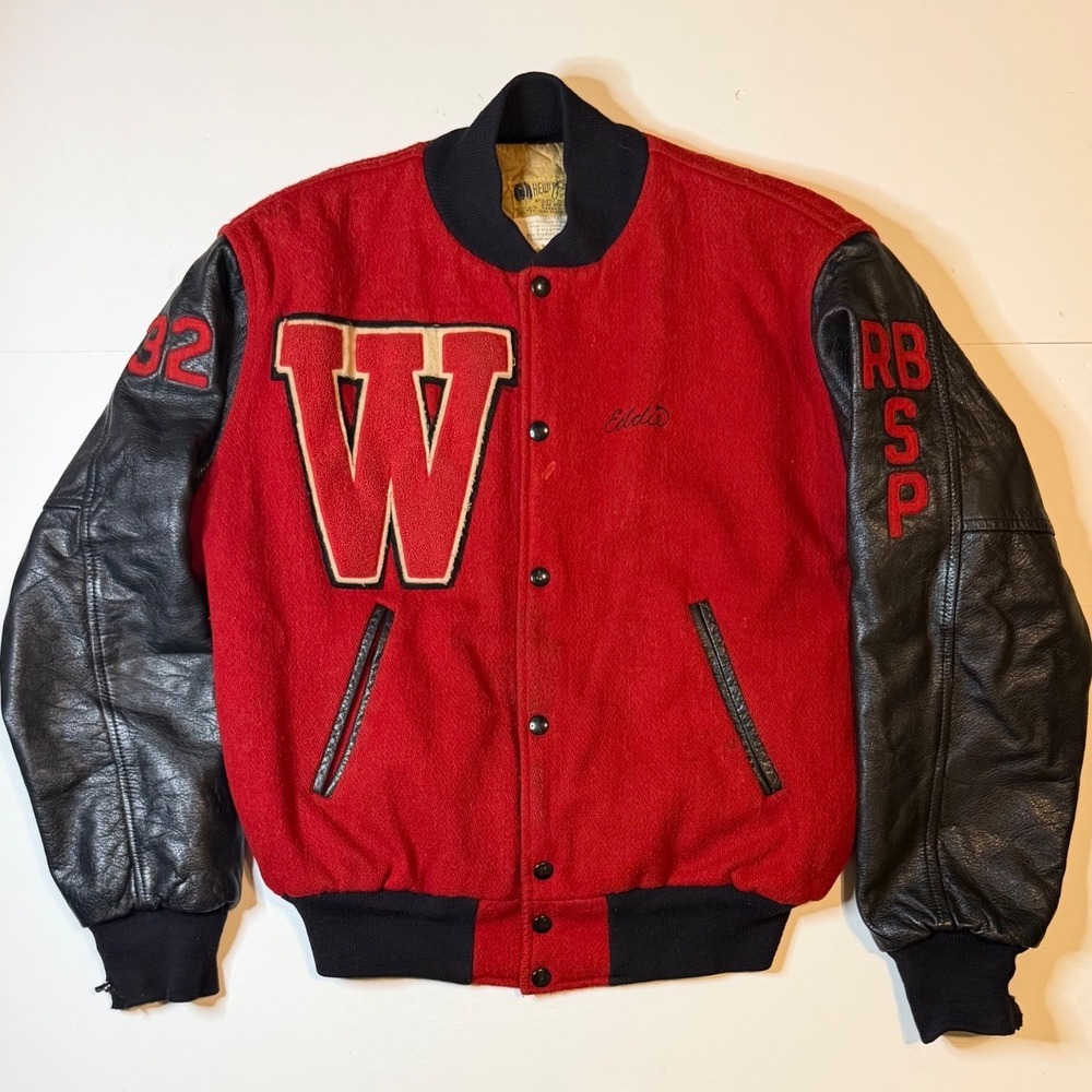Vintage Hewitt Mfg Varsity Jacket Wool Leather Woodbridge 87 82 Size 40